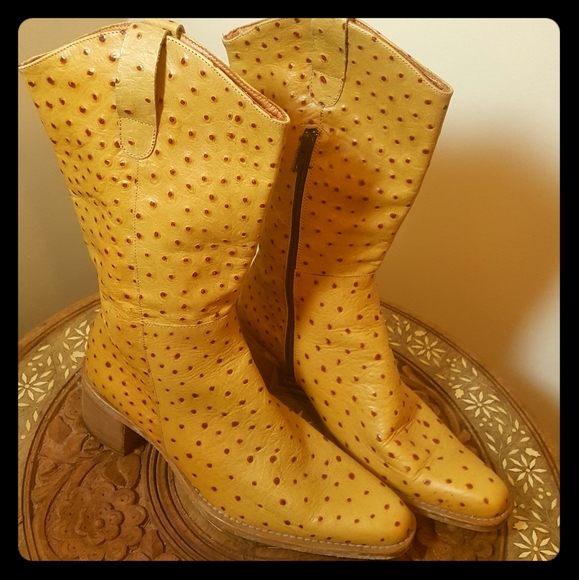 yellow ostrich boots